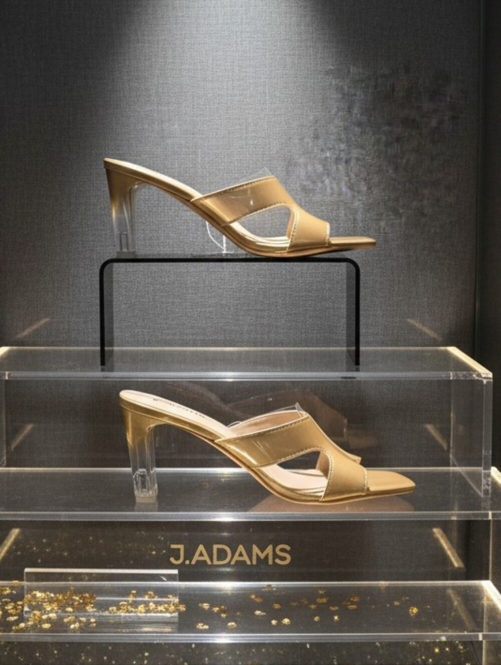 Nebula By J. Adams Half Gold Half Clear Gold Ombre Heel Slide
